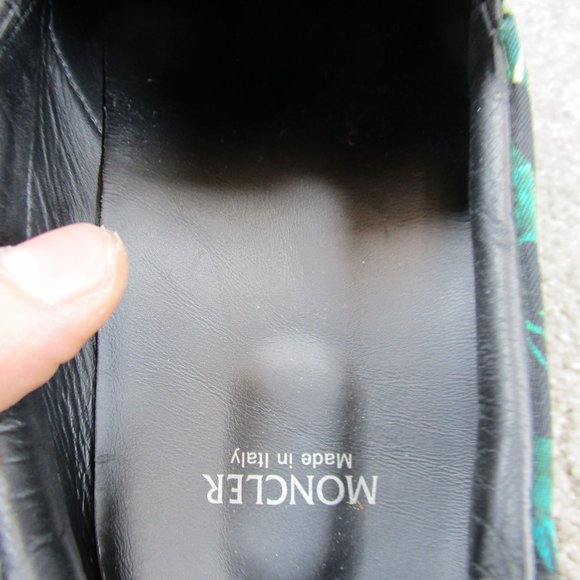 Moncler Sneakers Mens Size 43 Eu 10 Us Slip On Green Floral Italy - Picture 11 of 12